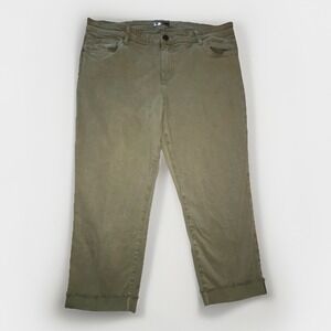 KUT from The Kloth Jeans Size 18 Amy Crop Straight Leg Green High Rise Cuffed